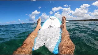 POV RAW SURFING HANDSHAPED FISH IN HAWAII