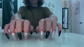 very fast and aggressive table scratching w/ long nails ASMR no talking