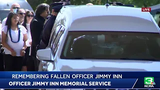 Family and community members are honoring Stockton officer Jimmy Inn at a memorial service