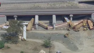 Union Pacific train derails in Colton, sending 13 cars off track