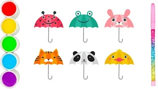 Animal Umbrella 🏖️ Drawing, Painting, Coloring for Kids and Toddlers | Learn drawing#animalumbrella