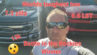 I.K.E. The Worlds Toughest tow winner Battle in Rockies 24 chevy HD 6.6 L8T vs. Ford F-250 Godzilla!