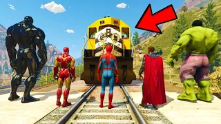 GTA 5 : AVENGERS Army Vs The TRAIN !! (FUNNY) MALAYALAM