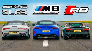 AMG SL 63 vs BMW M8 vs Audi R8: WYŚCIG