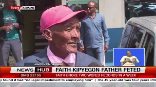 Faith Kipyegon's father awarded with a new probox during Faith's reception in Eldoret