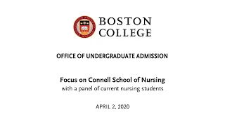 Connell School of Nursing Webinar | Student Panel | April 2, 2020