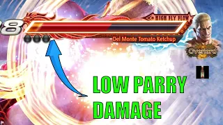 Hwoarang can deal this much damage from a Low Parry (with and without walls)