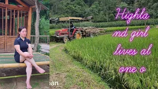 Female highland driver driving a tractor to transport firewood@QuangMinhToan