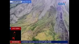 Saksi: Mga uka sa gilid ng Bulkang Mayon, namataan sa aerial inspection ng PHIVOLCS