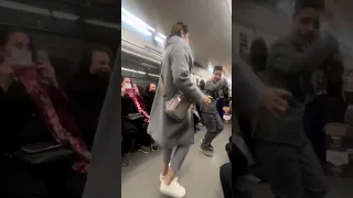 A beautiful dance of a kind girl with some musician boys in Tehran metro |