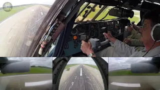 STUNNING Ilyushin 76 Cockpit Split Screen: L O W  PASS over Minsk Runway!!! [AirClips]