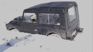 Test with one meter of snow! Patrol Gr Y61, Campagnola and proto Jeep TJ in action!