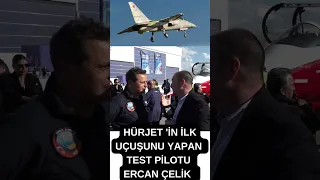 #shorts HÜRJET'in ilk uçuşunu yapan Test Pilotu Ercan Çelik'i Tolga Özbek böyle kutladı