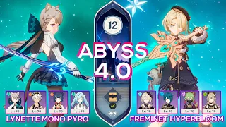 C0 Freminet Hyperfridge & C6 Lynette Mono Pyro I Spiral Abyss 4.0 Floor 12 9 stars Genshin Impact