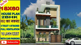 18'-0" x 60'-0" New House plan 2bhk With Car Parking | 18 * 60 feet House Plan | Girish Architecture
