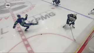 Logan Stanley Roughing Penalty Against Elias Pettersson