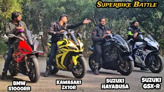 Kawasaki Zx10R Vs Suzuki Hayabusa Vs Bmw S1000RR Vs Suzuki GSX-R | Quad Battle