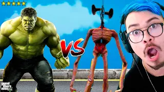 HULK vs SIREN HEAD GIGANTE - GTA 5 MODS (INCRÍVEL)