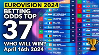 🏆📊 Who will be the WINNER of EUROVISION 2024? - Betting Odds TOP 37 (April 16th)