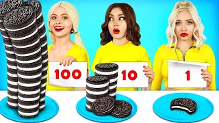 Desafio Alimentar: 100 Camadas! Doces Gigantes VS Petiscos Minúsculos por RATATA CHALLENGE