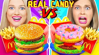 LA COMIDA REAL VS  RETO DE CARAMELO  ||  7 deliciosa comida de bricolaje por RATATA! Spanish