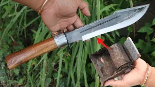 Forging a HUNTING KNIFE out of a Rusty Leaf Spring