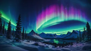 Relaxing Music with Mysterious Northern Lights Bring Good Luck and Best Wishes