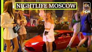 🔥 HOT Nightlife Moscow: Beautiful Girls, Vibes Night Russia Walk City Tour 2023 4K HDR