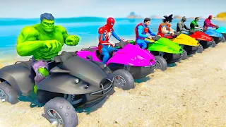 GTA V Mega Ramp Cars,Motorbikes,Jet,Boats With Trevor and Friends Epic Stunt Map Spiderman Challenge