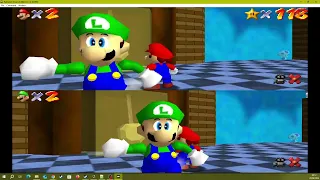 S. Mario 64 Multiplayer Splitscreen (1080p) [Remaining RA] -  Coin-Rush in Tick Tock Clock  [NC]