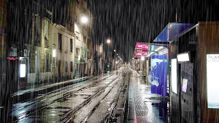 3Hours 4k ASMR WALKING IN HEAVY RAIN at Night ASMR rain video for sleep