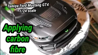 Tamiya Ford Mustang GT4 1/24 scale -  Applying carbon fibre