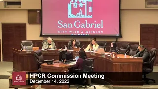HPCR Commission Meeting - December 14, 2022 Special Meeting - City of San Gabriel