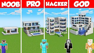 POOL MODERN HOUSE BUILD CHALLENGE - Minecraft Battle: NOOB vs PRO vs HACKER vs GOD / Animation
