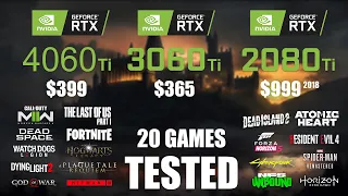 RTX 4060Ti 8GB vs RTX 3060Ti 8GB vs RTX 2080Ti 11GB | R9 - 7950X3D | 1080p - 20 Games Tested
