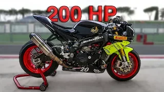 APRILIA TUONO WITH 200HP 😱 CRAZY!! TEST ON THE TRACK + REVIEW [English Subtitles]