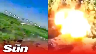 Multiple explosions ERUPT as Ukrainian Asgard unit blows up Russian military vehicles