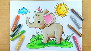 Belajar Menggambar dan Mewarnai Gajah untuk Anak
