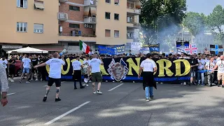 INTER FIORENTINA, CORTEO DELLA CURVA NORD A PONTE MILVIO PRIMA DELLA FINALE DI COPPA ITALIA!