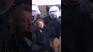 Climate activist Greta Thunberg was detained by police at a protest against a coal mine expansion.