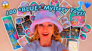 UNBOXING 100 *BLUE ONLY* MYSTERY TOYS!😱💎💙 (MASHEMS, FIDGET GIFS, REAL LITTLES, MYSTERY EGG, ETC!)🥳