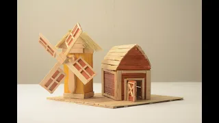 how to make wheat barns from ice cream sticks