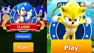 Sonic Dash - Evolution 2013-2022 - Classic Sonic 2013 vs Super Movie Sonic 2022 - Run Gameplay