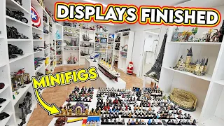 FINISHING MY LEGO DISPLAYS & Adding Minifigures!