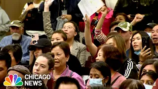 Chicago migrants: Tense meeting held over Brighton Park migrant shelter following heated protest