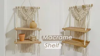 Macrame Shelf (small size) | Double Hanging Shelf | DIY Boho Home Decor （step by step tutorial）