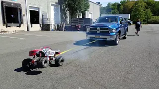 Primal Raminator Monster Truck Towing Demo with low gear ratio installed (20/30) with stock engine