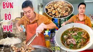 ẲM THỰC ĐƯỜNG PHỐ KHỦNG QUÁN BÚN BÒ HUẾ 35K SIÊU NGON BÁN HƠN 300 TÔ BUỔI SÁNG NHẸ NHÀNG