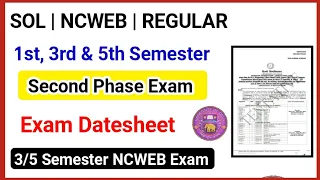 DU SOL First Semester, Third Semester & Fifth Semester Second phase exam Datesheet released 2022