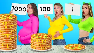 1000 LAYERS FOOD CHALLENGE || No Hands VS 2 Hands VS 1 Hand! Try To Win For 24 HRS by 123 GO! FOOD